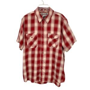 Dixxon Shirt Red Plaid Sonoma Lightweight Bamboo Short Sleeve Button Up Mens L